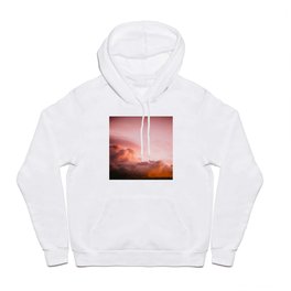 Beautiful Pink Orange Fluffy Sunset Clouds Cotton Candy Texture Sky Hoody
