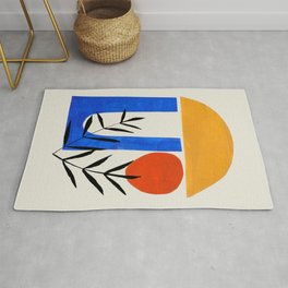 'Mykonos Sunset' Minimalist Mid Century Modern Colorful Paper Collage by Ejaaz Haniff Rug