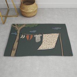 Hung out to dry - Laundry, Heartbroken Illustration  Rug