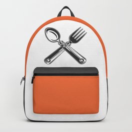 Dining set - a spoon and a fork. Lover to eat. Hungry. Glutton. Heavy eater. Eat. Food. Backpack