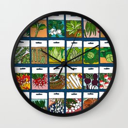 Veggie Seeds Pattern Wall Clock