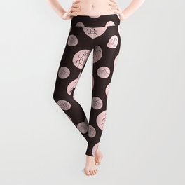 Polka bots circles with insects burgundy pink Leggings