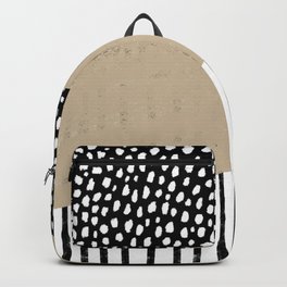 Polka Dots and Stripes Pattern (black/white/tan) Backpack