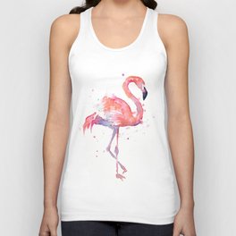 Pink Flamingo Watercolor Tropical Animals Bird Tank Top