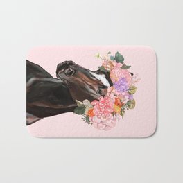 Horse with Flowers Crown in Pink Badematte