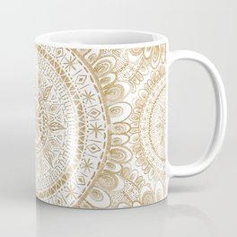 Elegant Gold Winter Flower Mandala White Pattern Coffee Mug