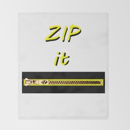 Zip it Black Yellow jGibney The MUSEUM Gifts Throw Blanket