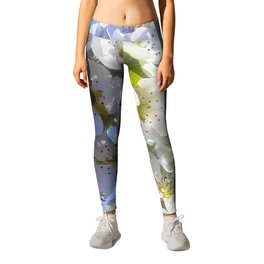 Blossoming branch of a pear Leggings