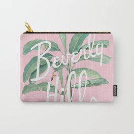 beverly hills Carry-All Pouch | Vintage, Beverlyhillshotel, Graphicdesign, Pink, Bananaleaves, Palms, Pinkandgreen, 80S, Tropical, California 