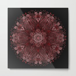 Red Ornate Pattern with 3D effect Metal Print | Black, Pink, 3D, Orange, Pattern, Ornamental, Mandala, Digital, Ornaments, Red 