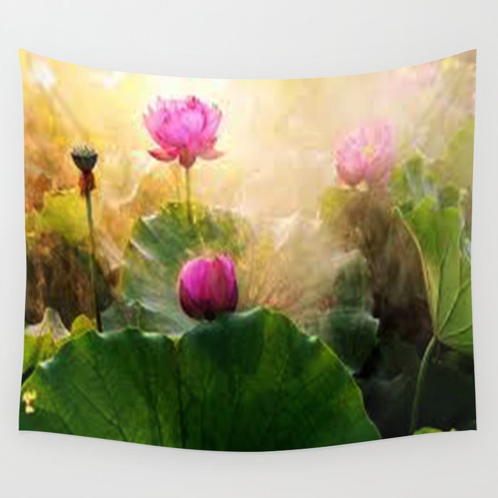 Pink Lotus Flower Wandbehang