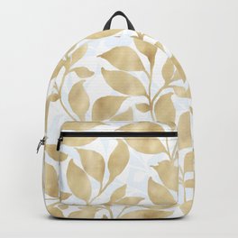 Gold White foliage pattern Backpack