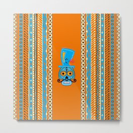 Sugar Skull with Mexian style borders Metal Print