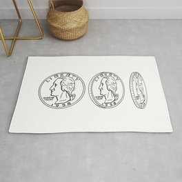 United States Dollar Coin Spinning Drawing Rug
