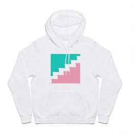 Mint & Pink dived by a white zigzag lines. Hoody