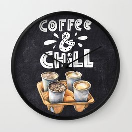 Coffee blackboard lettering — Coffee & Chill Wall Clock