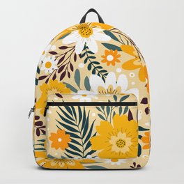Floral Pattern, Yellow Flower Pattern Backpack