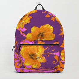 TROPICAL YELLOW & GOLD AMARYLLIS FLOWERS PATTERN Backpack