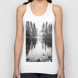 Forest Reflection Lake - Black and White  - Nature Photography Tank Top