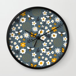 Yellow butterfly Wall Clock