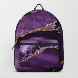 Glamour Purple Bohemian Watercolor Marble With Glitter Veins Backpack