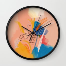 Find Joy. The Abstract Colorful Florals Wall Clock