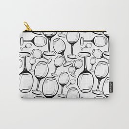 Print with wine glasses. Drawn wine glasses, sketch style. Black on white Carry-All Pouch