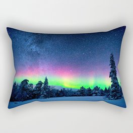 Aurora Borealis Over Wintry Mountains Rectangular Pillow