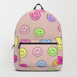 Smiley Face Print Smile Face Happy Smiling Faces Rainbow Colors Pattern Backpack