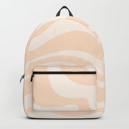 Retro Modern Liquid Swirl Abstract Pattern Square in Soft Pale Peach  Backpack