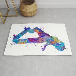 Girl Skateboard Colorful Watercolor Sports Art Rug