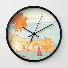 Italy, Cinque Terre Vintage Travel Poster Wall Clock