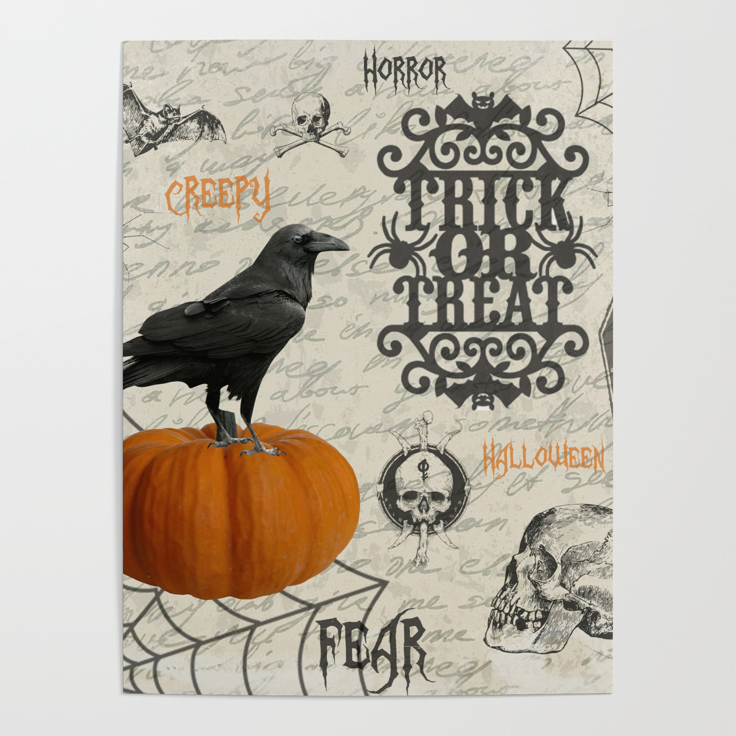 Vintage Halloween Graphic Poster #48-3 Sizes Available 