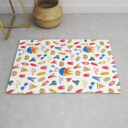 Summer BBQ Pattern - Blue Red Yellow Rug