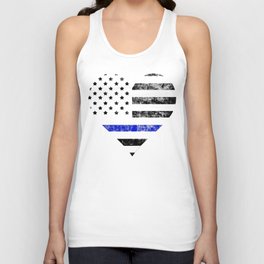 Thin Blue Line Police Officer LEO USA America Flag Heart Gift Cop Sherrif Blue Lives Matter Tank Top