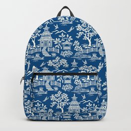 Chinoiserie Pagoda Dark blue Backpack