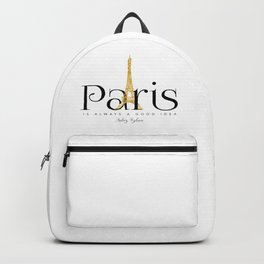 Paris is always a good idea - Audrey Hepburn - gold eiffel Backpack