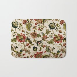 Red Green Jacobean Floral Embroidery Pattern Badematte