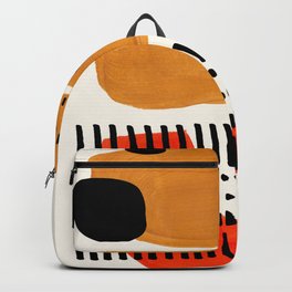 Mid Century Modern Abstract Minimalist Retro Vintage Style Fun Playful Ochre Yellow Ochre Orange  Backpack