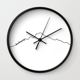 Kanchenjunga Art Print / White Background Black Line Minimalist Mountain Sketch Wall Clock