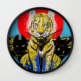Tiger Wall Wall Clock | Pop Art, Abstract, Pattern, Modern, Street Art, Wall, Black, Painting, Animal, Art 