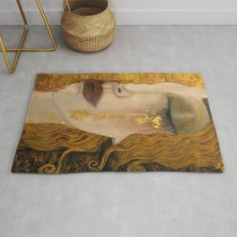 Golden Tears (Freya's Heartache) portrait painting by Gustav Klimt Rug