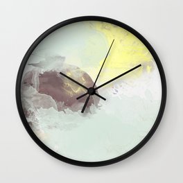 watercolor abstract mint yellow brown art  Wall Clock