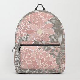 Floral Dahlias, Blush Pink, Gray, White Backpack