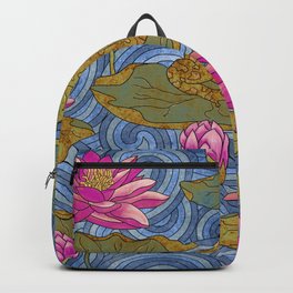 Frogs sitting on Lilypads Backpack