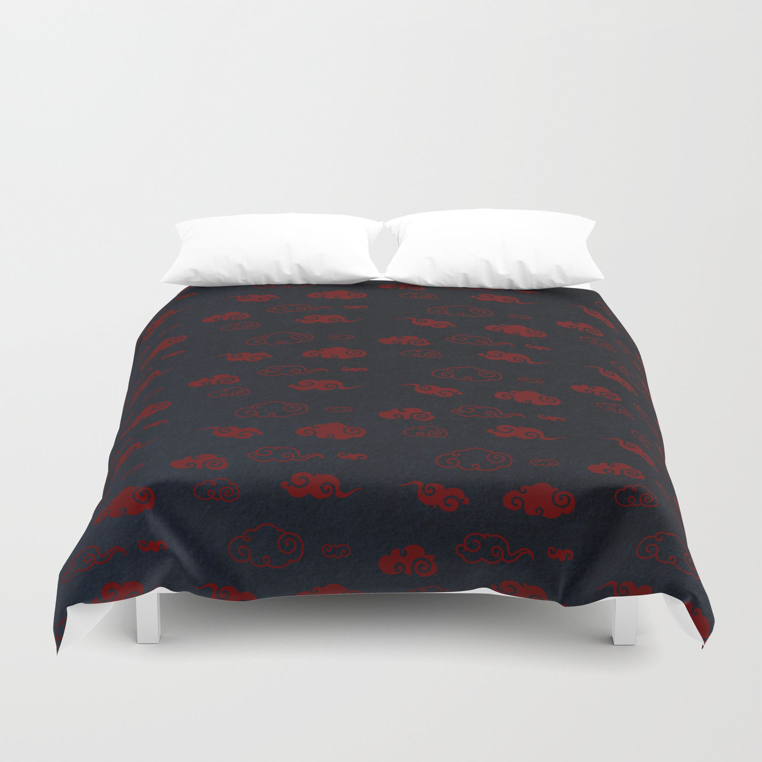 Red And Black Asian Style Cloud Pattern Duvet Cover By Mcbethallen