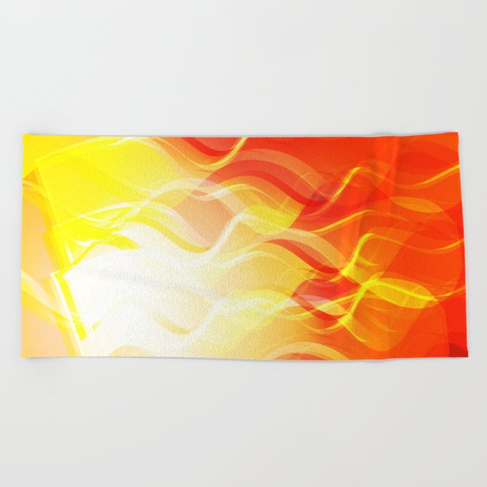 Theme of fire for the banner. Bright red and orange glare on a gentle  background for a fabric or pos Beach Towel by Grachyhamr | Society6