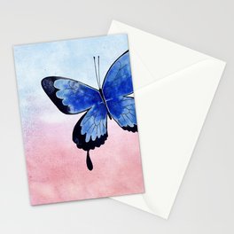 Blue Butterfly watercolor painting Stationery Cards