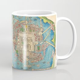 1524 Ancient Aztec City of Tenochtitlan Aerial Mexico Map Coffee Mug