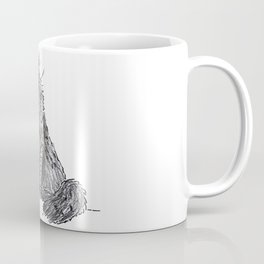 Long Haired Yawning Cat Illustration Coffee Mug